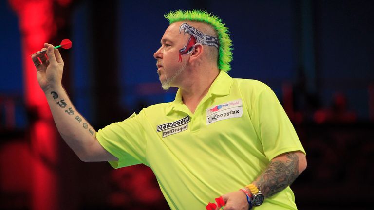 Peter 'Snakebite' Wright in action at the World Matchplay darts in Blackpool.