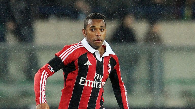 Robinho of Milan in action during the Serie A match between AC Chievo Verona and AC Milan at Stadio Marc'Antonio Bentegodi on March 30, 2013 in Verona