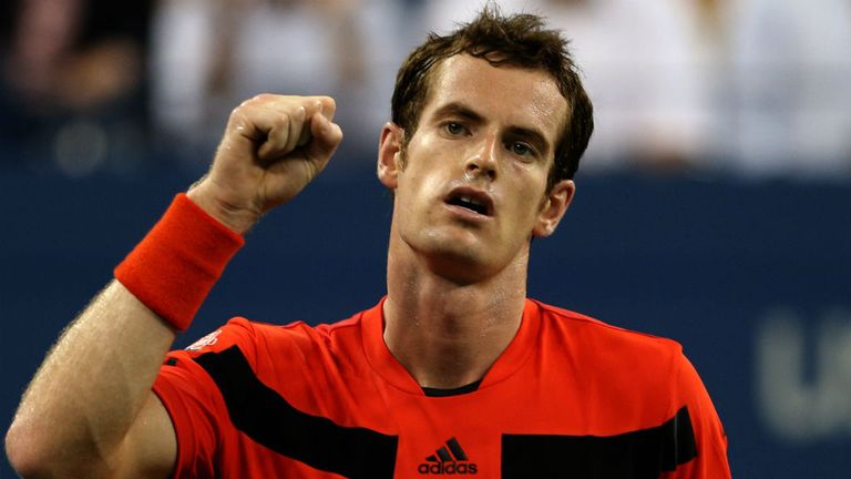Murray of Great Britain celebrates a point during his mens singles first round match against Michael Llodra 
