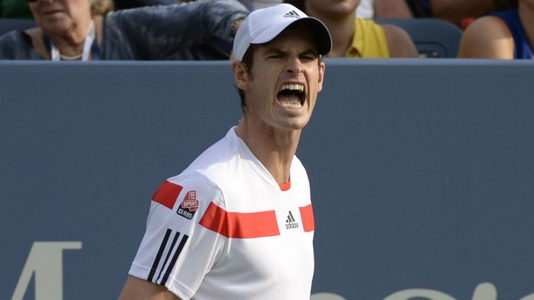 Murray of Britain yells during play against Leonardo Mayer of Argentina during their 2013 US Open mens singles match 