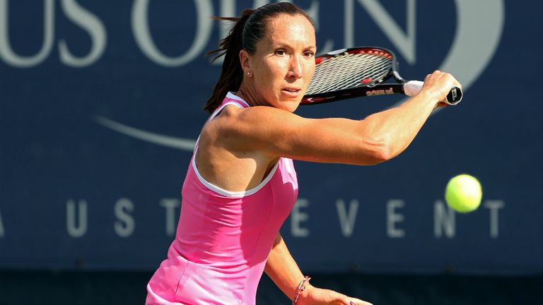 Jankovic of Serbia returns a shot against Kateryna Bondarenko of Ukraine during their womens singles first round match on Day Two of the 2012 US Open 