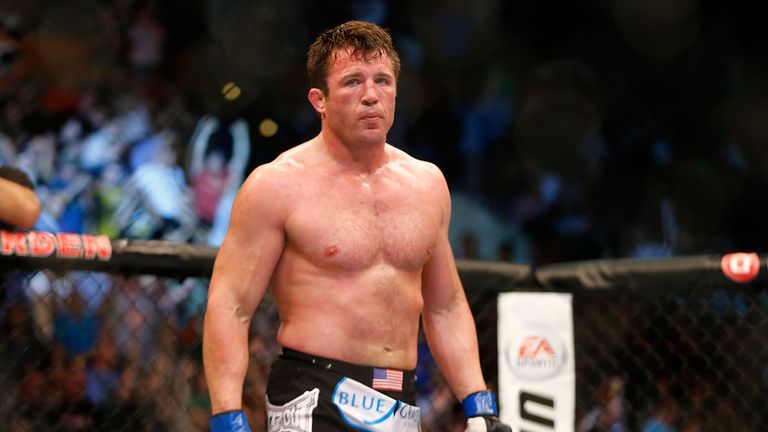 Chael Sonnen reacts after beating Mauricio Rua in their light heavyweight UFC bout