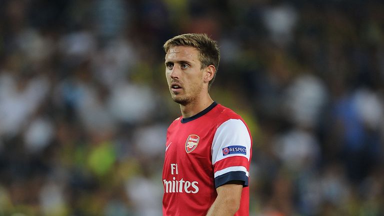 Nacho Monreal of Arsenal during the UEFA Champions League Play Off first leg match between Fenerbache SK and Arsenal FC 