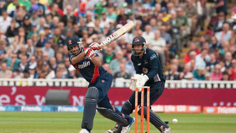 Northamptonshire Steelbacks David Murphy watches on as Essex Eagles Ravi Bopara attempts a boundary during their Friends life T20 Semi-Final match