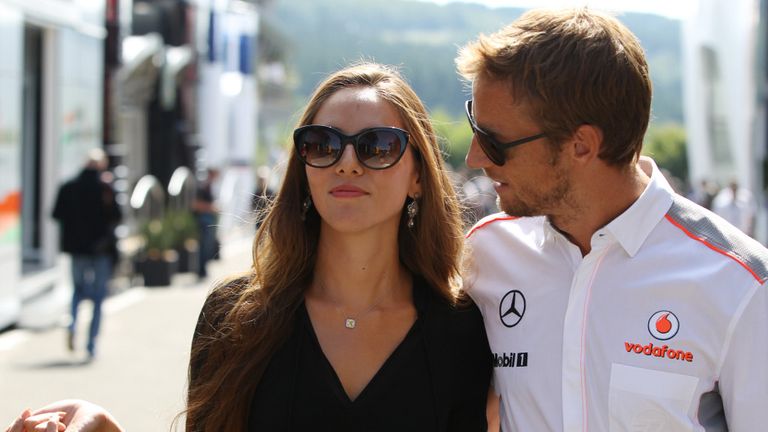 Jenson arrives at Spa in the company of girlfriend Jessica