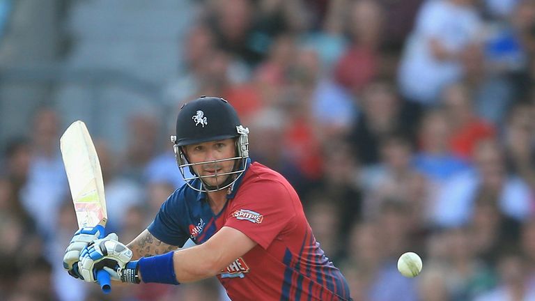 Darren Stevens: Kent all-rounder in action against Surrey in the Friends Life t20 at The Oval