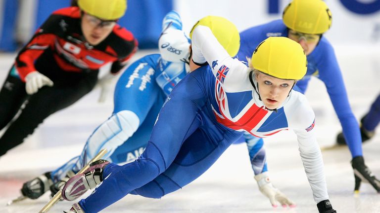 Elise Christie of UK competes in the Womens 1500M quarter finals during day one of the 2008 ISU World Short Track Speed Skating Championships at Gangneung icerink on March 7, 2008 in Gangneung, South Korea.