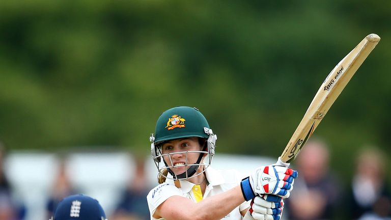 HIGH WYCOMBE, ENGLAND - AUGUST 14:   Jodie Fields of Australia hits out during day four of the Women's Ashes Series match between England and Australia at Wormsley Cricket Ground on August 14, 2013 in High Wycombe, England.  (Photo by Jan Kruger/Getty Images)