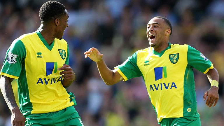 Norwich City's Nathan Redmond celebrates scoring the opening goal of the game