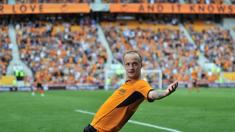 Wolves' Leigh Griffiths celebrates his 2nd goal during the Sky Bet League One match at the Molineaux, Wolverhampton.