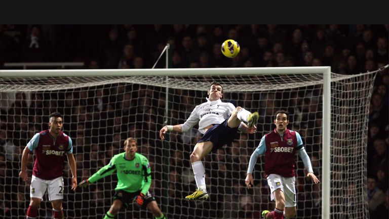 Rob Newell captures Gareth Bale in mid flight, as the Welshman attempts an overhead kick in Spurs' 3-2 win over West Ham.