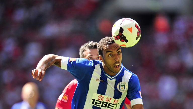 James Perch in Wigan Athletic's Community Shield claqsh with Manchester United