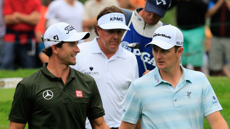 Adam Scott, Phil Mickelson and Justin Rose at the US PGA Championship.
