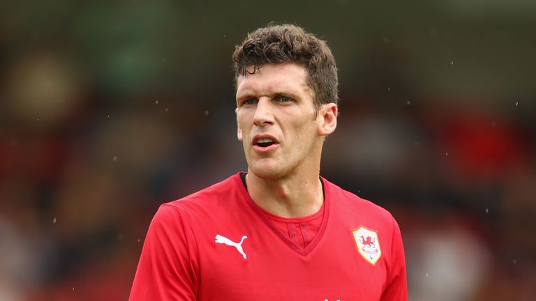 Mark Hudson of Cardiff City during the Pre Season match between Cheltenham Town and Cardiff City at the Abbey Business Stadium 