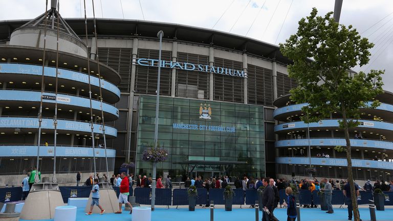 A general view of the Etihad Stadium is seen prior to the Barclays Premier League match between Manchester City and Hull City at the Etihad Stadium