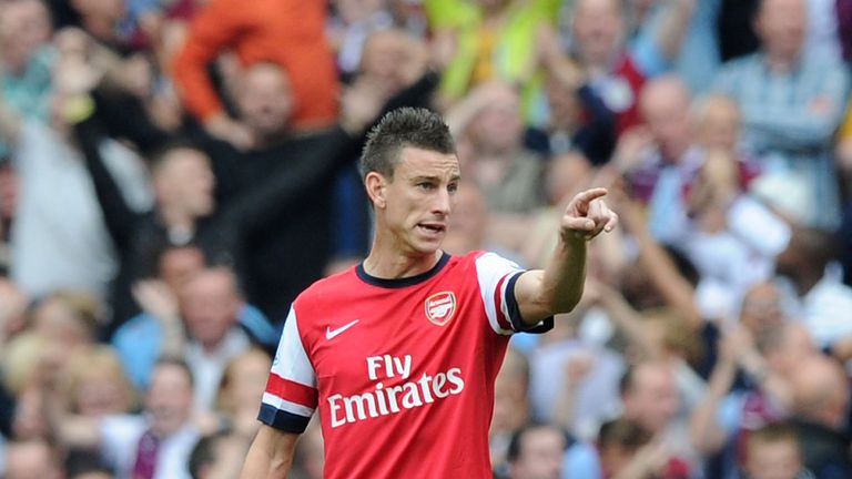 Laurent Koscielny of Arsenal during the Barclays Premier League match between Arsenal and Aston Villa at The Emirates Stadium 