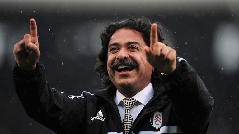 New Fulham Chairman Shahid Khan is greeted by fans ahead of the Barclays Premier League match between Fulham and Arsenal at Craven Cottage 