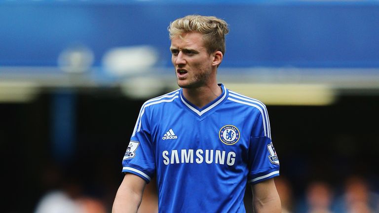 Andre Schurrle of Chelsea looks on during the Barclays Premier League match between Chelsea and Hull City at Stamford Bridge