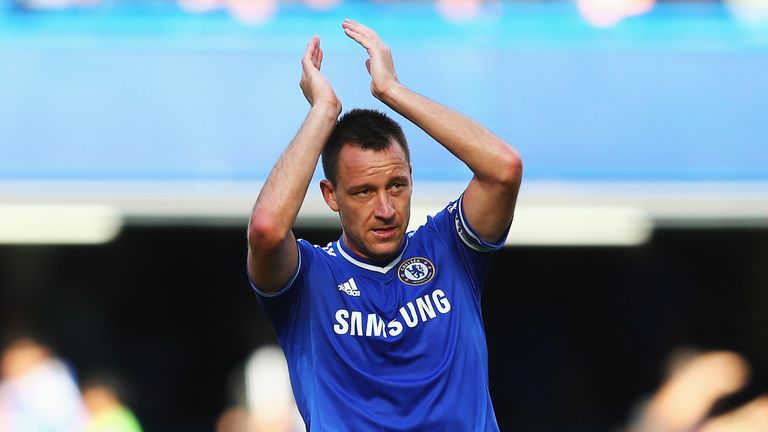 John Terry of Chelsea applauds the fans after the Barclays Premier League match between Chelsea and Hull City at Stamford Bridge