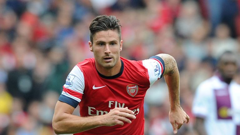 Olivier Giroud of Arsenal during the Barclays Premier League match between Arsenal and Aston Villa at Emirates Stadium