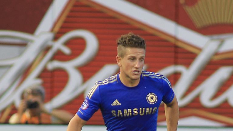 Sam Hutchinson of Chelsea FC plays the ball against Paris Saint Germain during the match at Yankee Stadium