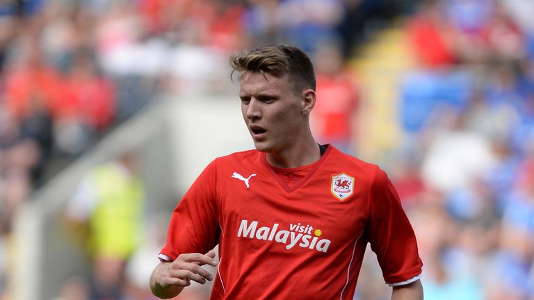 Joe Mason of Cardiff City in action during the Pre Season Friendly match between Cardiff City and Athletic Club de Bilbao at the Cardiff City Stadium)
