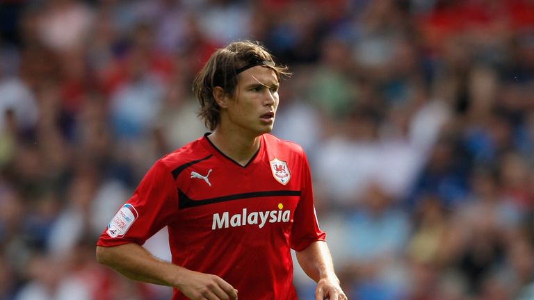 Etien Velikonja of Cardiff City in action during the pre-season match between Cardiff City and Newcastle United at Cardiff City Stadium 