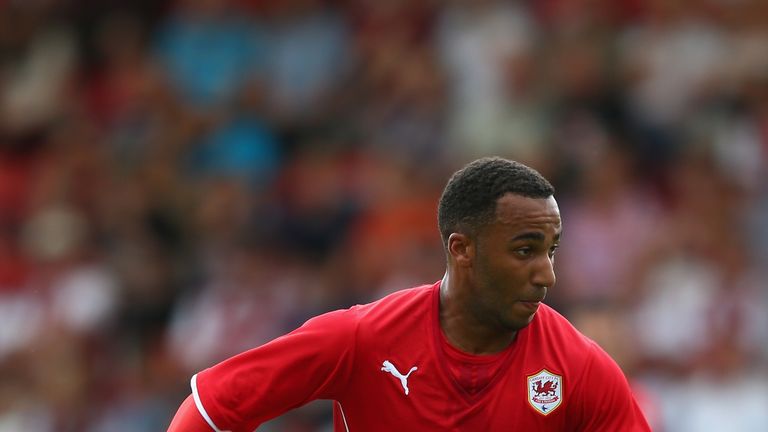 Nicky Maynard of Cardiff City during the Pre Season match between Cheltenham Town and Cardiff City at the Abbey Business Stadium