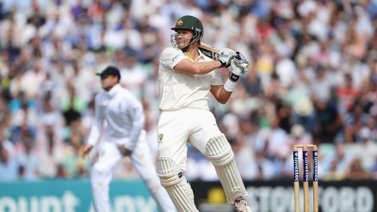 Shane Watson of Australia hits out during day one of the 5th Investec Ashes Test match between England and Australia at the Kia Oval on August 21, 2013 in London, England