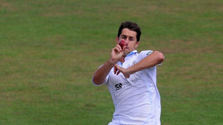 Tim Groenewald of Derbyshire in action during the LV County Championship Division One match against Sussex