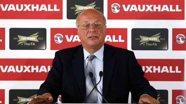 FA Chairman Greg Dyke addresses the media during the Vauxhall Media Lunch at Millbank Tower on September 4, 2013 in London, England. 