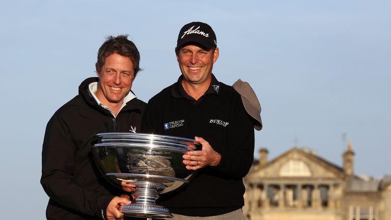 David Howell alongside pro-am playing partner Hugh Grant