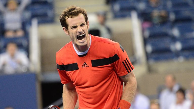 Andy Murray reacts to his fourth round victory in the 2013 US Open.
