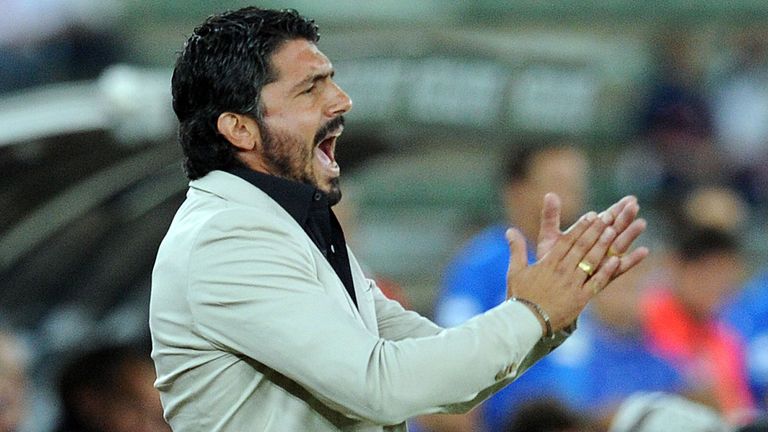 BARI, ITALY - SEPTEMBER 24:  Coach Gennaro Gattuso of Palermo reacts during the Serie B match between AS Bari and US Citta di Palermo at Stadio San Nicola on September 24, 2013 in Bari, Italy.  (Photo by Giuseppe Bellini/Getty Images)