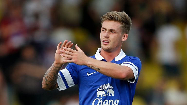 Conor McAleny of Everton reacts after the preseason friendly match between Austria Wien and FC Everton at the Generali Arena