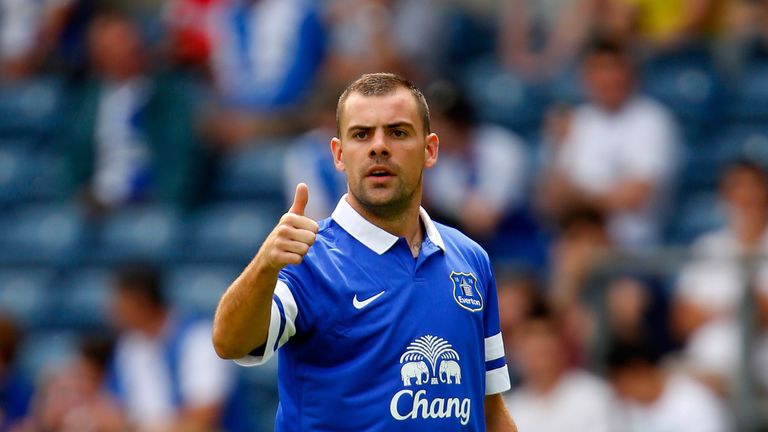 Darron Gibson of Everton in action during the Pre Season Friendly match between Blackburn Rovers and Everton FC at Ewood Park