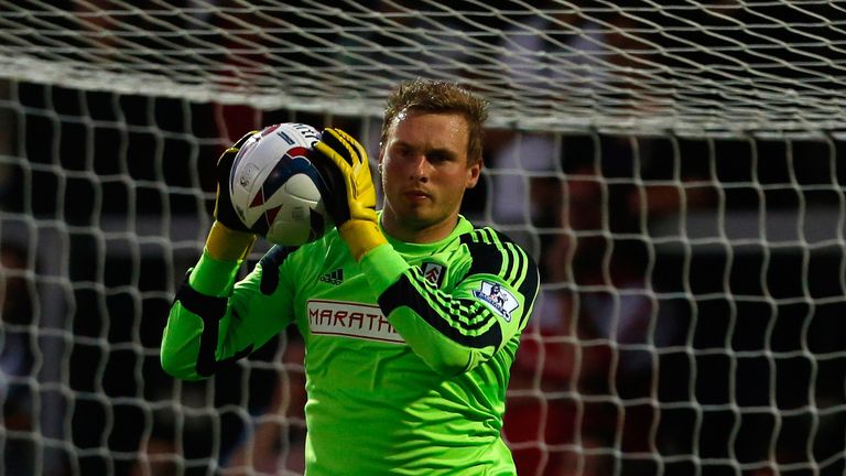 David Stockdale of Fulham in action during the Capital One Cup Second Round match between Burton Albion and Fulham at the Pirelli Stadium