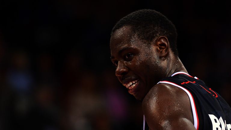 Eric Boateng of Braunschweig looks on during the Beko BBL Basketball Bundesliga match between Telekom Baskets Bonn and New Yorker Phantoms Braunschweig at Telekom Dome on January 12, 2013 in Bonn, Germany.