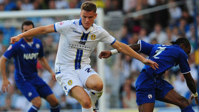 Leeds United's Matt Smith and Chesterfield's Nathan Smith (right) in action during the Capital One Cup, First Round match at Elland Road, Leeds.