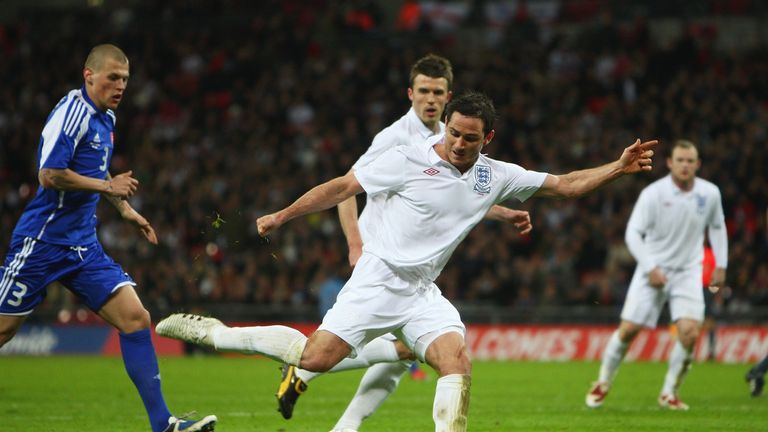 28 March 2009: Frank Lampard scored his first International goal in two years in a Friendly match against Slovakia at Wembley Stadium. England won the match 4-0.
