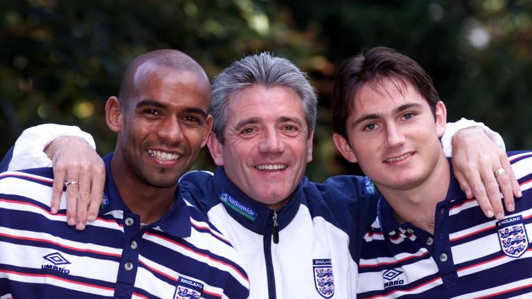 Kevin Keegan, Trevor Sinclair and Frank Lampard at the England soccer training camp at Bisham Abbey, Berkshire.
