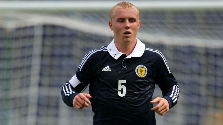 Jack Grimmer of Scotland U19s in action against Germany U19s
