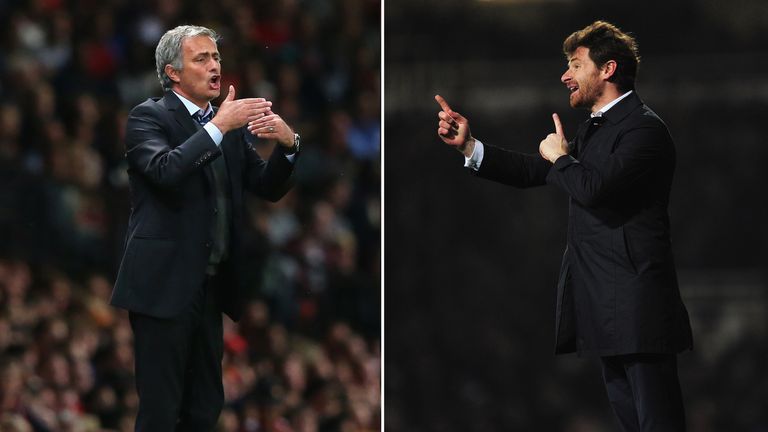 Jose Mourinho, Manager of Chelsea (L) and Andre Villas-Boas, Manager of Tottenham Hotspur. 