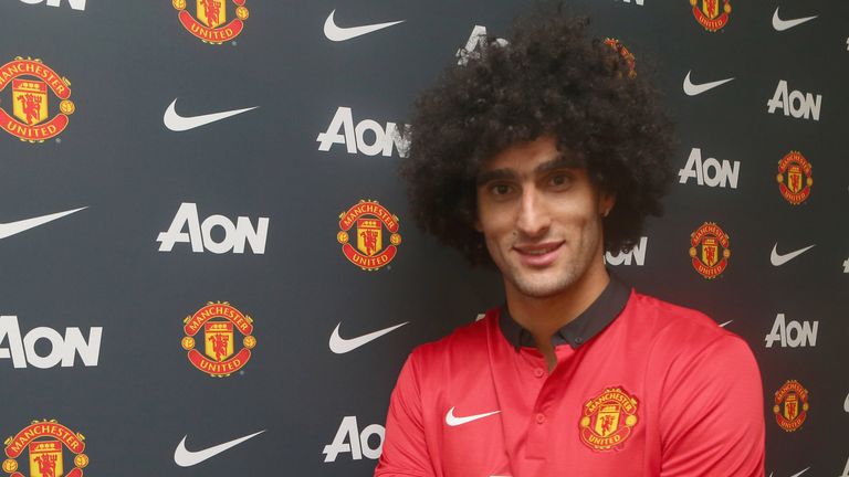 New Manchester United signing Marouane Fellaini at Aon Training Complex on September 2, 2013 in Manchester, England.