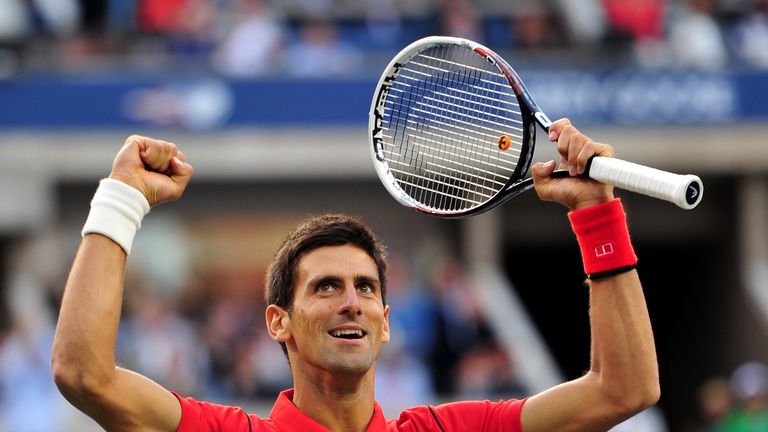 Novak Djokovic of Serbia reacts after winning a game in the second set against Rafael Nadal of Spain during their 2013 US Open men's singles final match at the USTA Billie Jean King National Tennis Center September 9, 2013 in New York. AFP PHOTO/Stan HONDA        (Photo credit should read STAN HONDA/AFP/Getty Images)