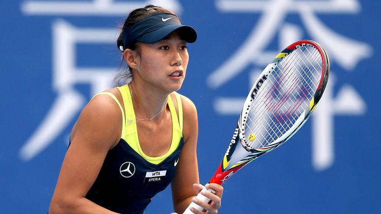 Shuai Zhang of China plays Agnieszka Radwanska of Poland during the China Open at the China National Tennis Center on October 2, 2012 in Beijing, China