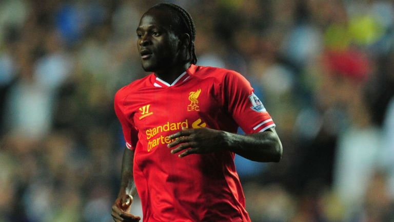 Victor Moses of Liverpool in action against Swansea