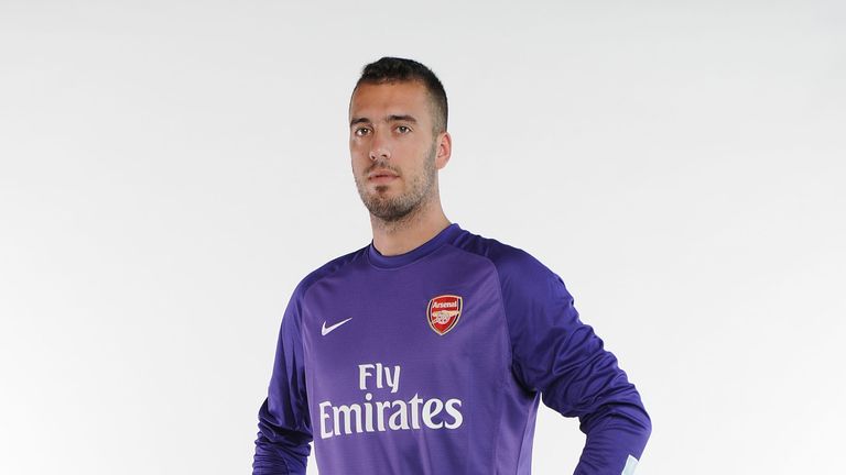 ST ALBANS, ENGLAND - SEPTEMBER 02: New Arsenal signing Emiliano Viviano poses for a picture at Arsenal Training Ground, London Colney on September 2, 2013 in St Albans, England. (Photo by Stuart MacFarlane/Arsenal FC via Getty Images)