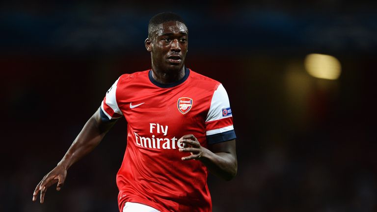 Yaya Sanogo of Arsenal in action during the UEFA Champions League Play Off Second leg match between Arsenal FC and Fenerbahce SK at Emirates Stadium on August 27, 2013 in London, England. 