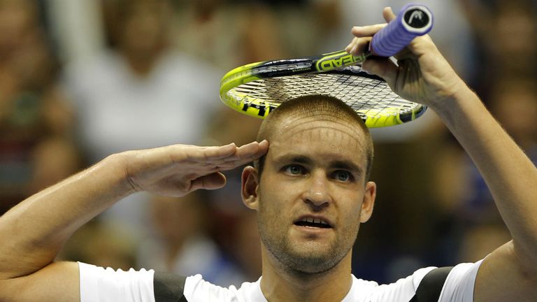 - Russian tennis player Mikhail Youzhny celebrates his victory over Russian tennis player Dmitry Tursunov during the Open 500 Valencia semi-finals match at the Agora space in Valencia